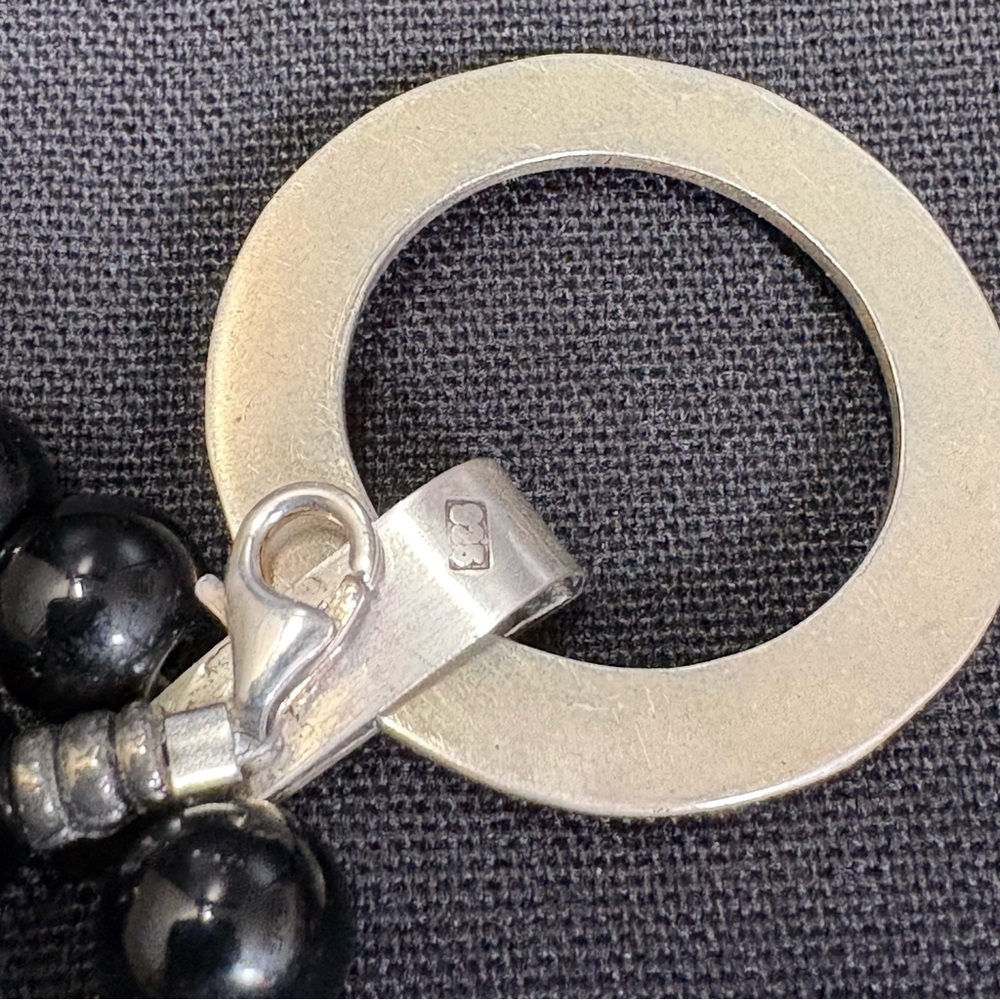 925 Sterling Silver & Black Onyx Beaded Necklace - Picture 6 of 8